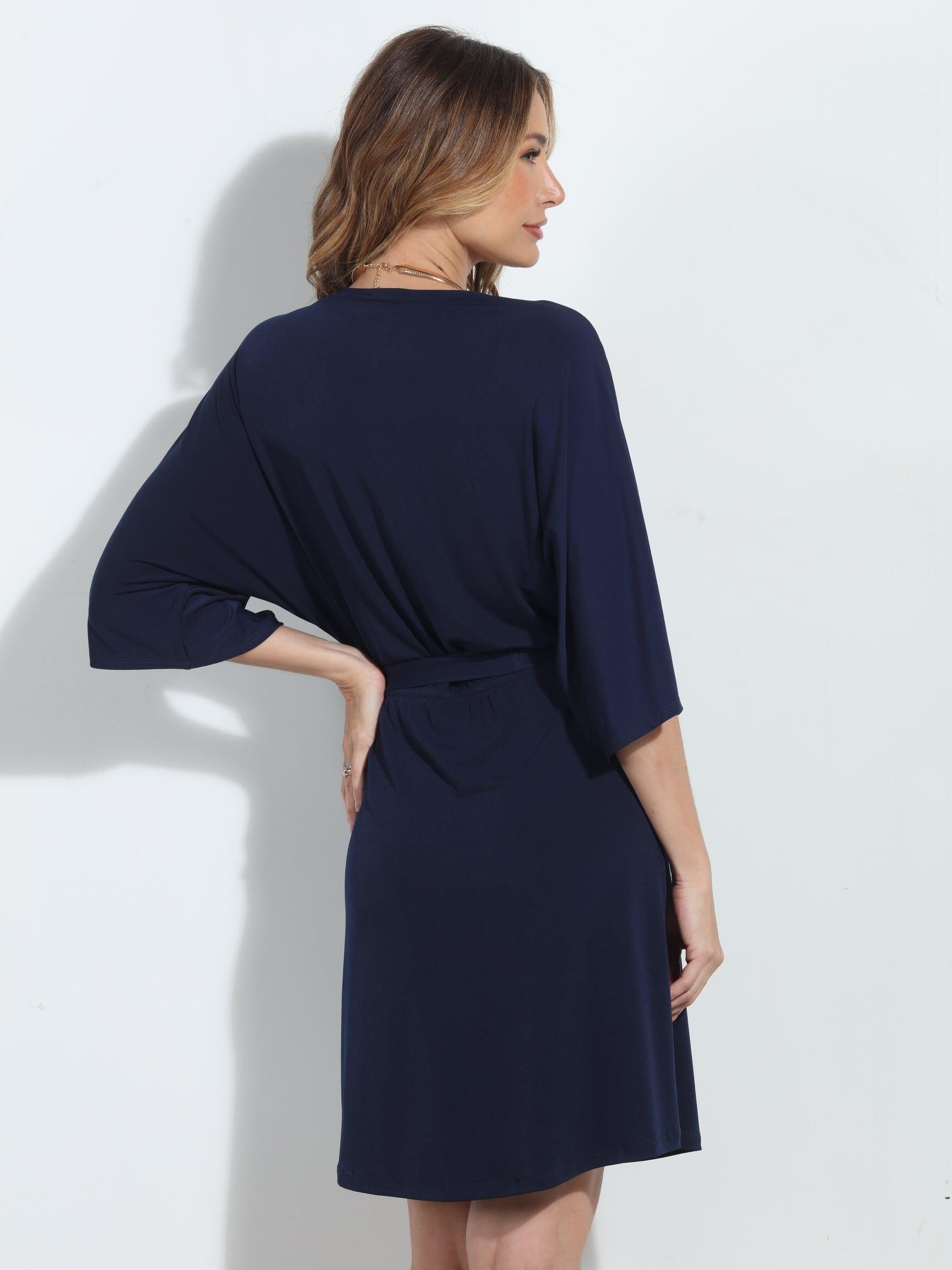 Navy Stretch Kimono Sleeve Dress-BEST SELLER