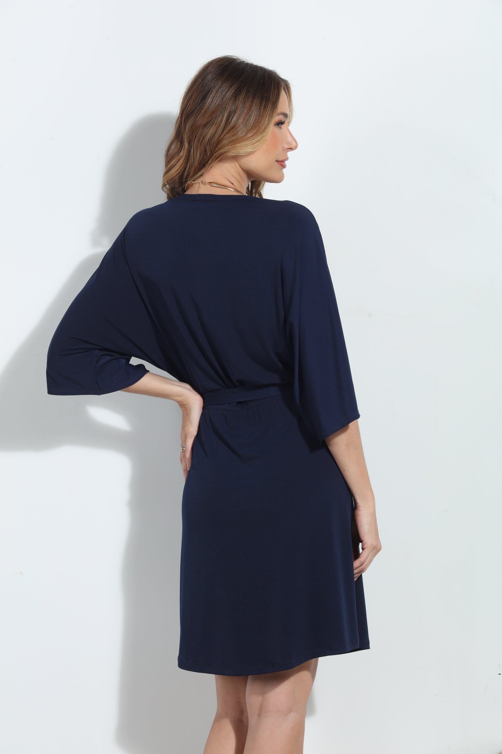 Navy Stretch Kimono Sleeve Dress-BEST SELLER