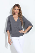 Charcoal Cupro Stretch Banded Kimono Top