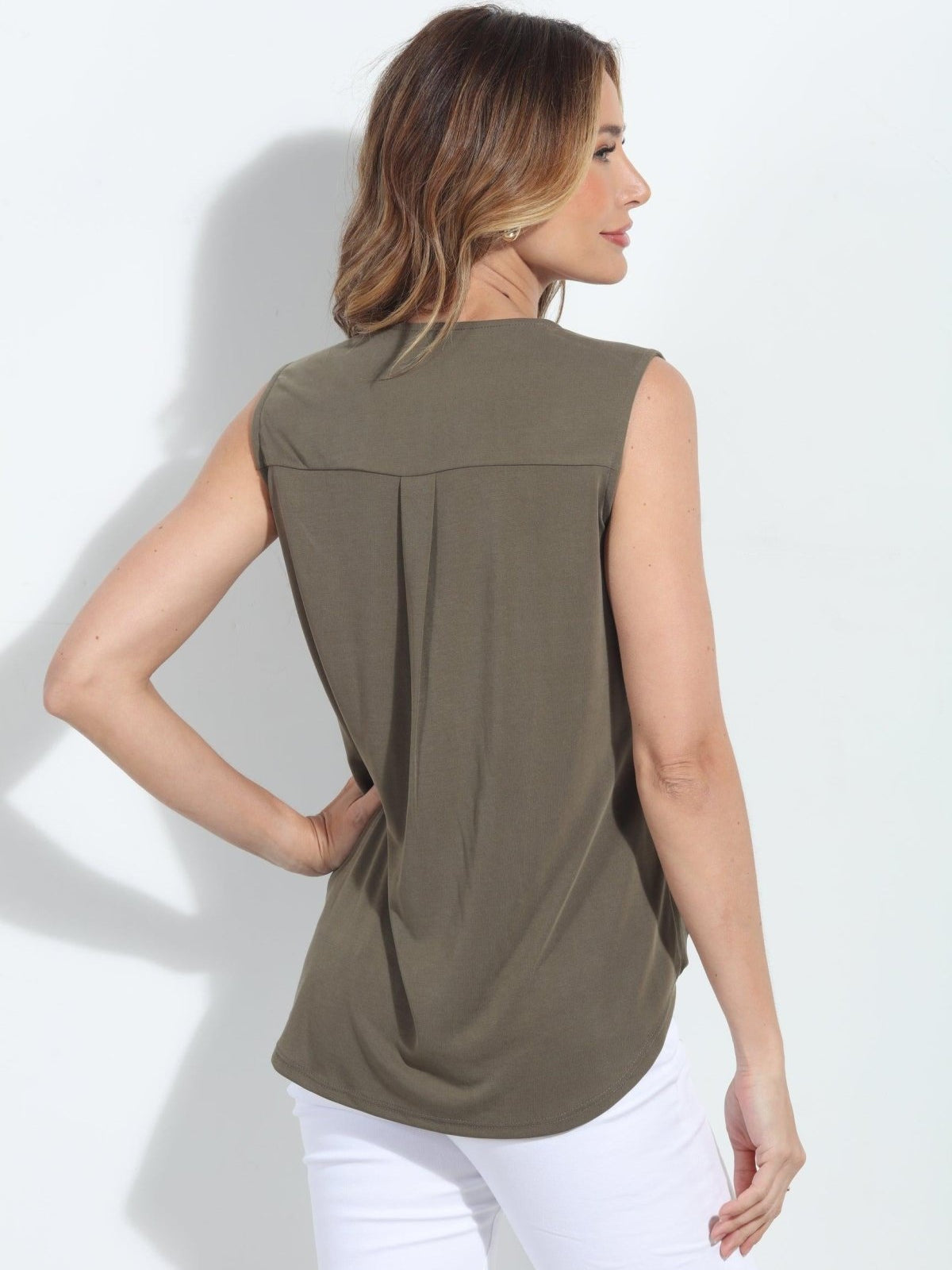 The Everyday Cupro Surplice Tank - Army
