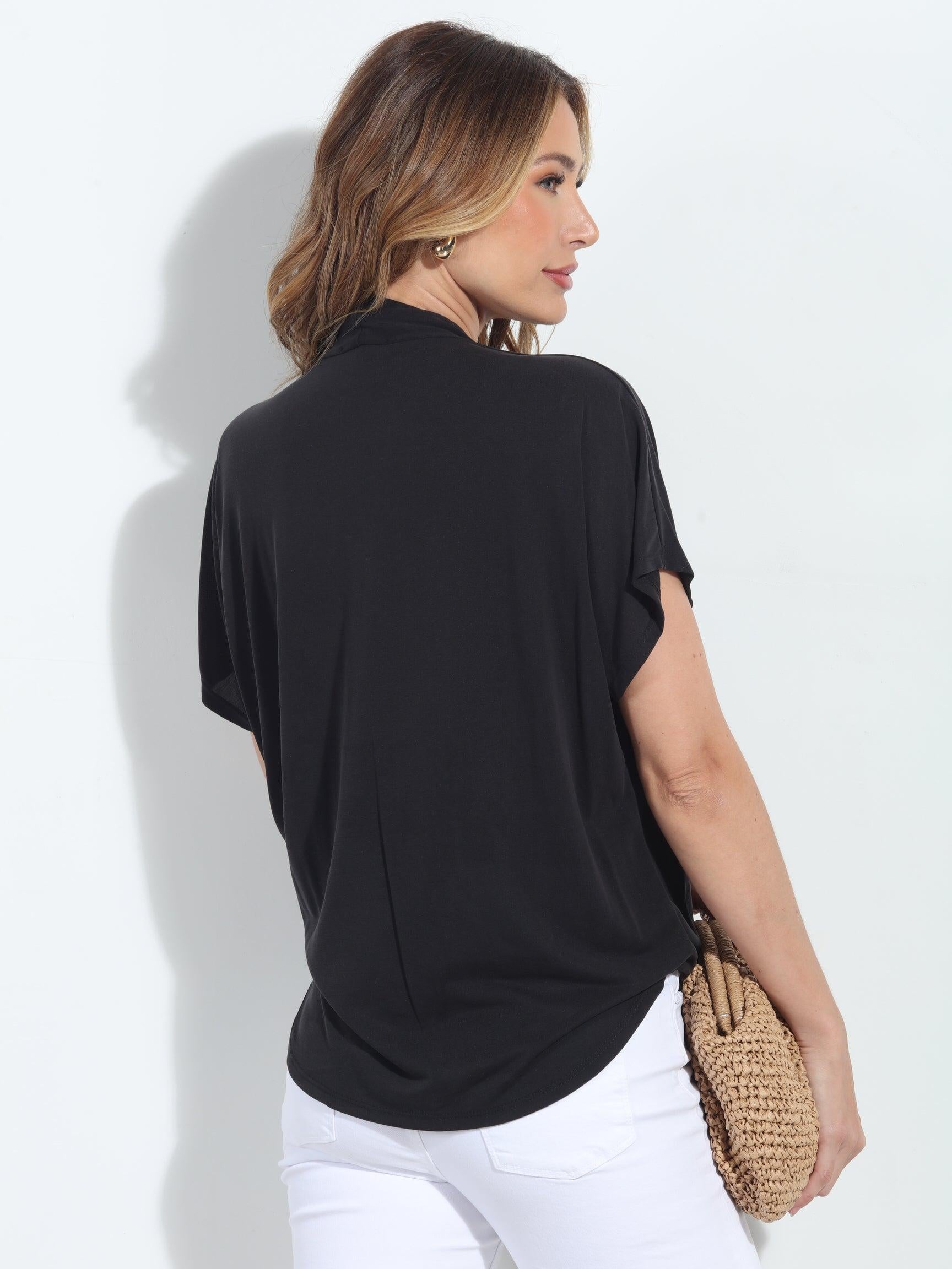 Charcoal Cupro Surplice Tee