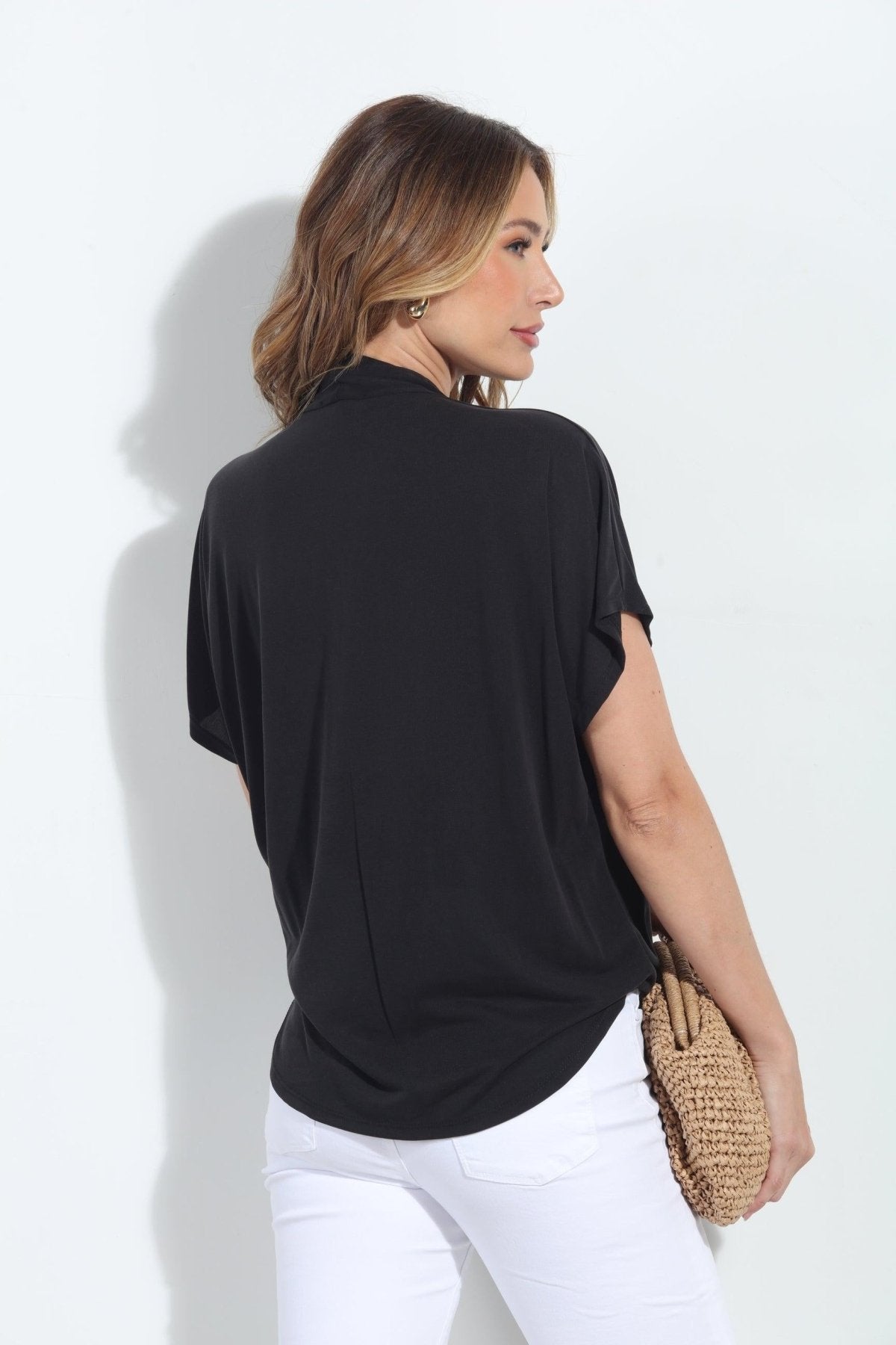 Black Cupro Surplice Tee-BEST SELLER