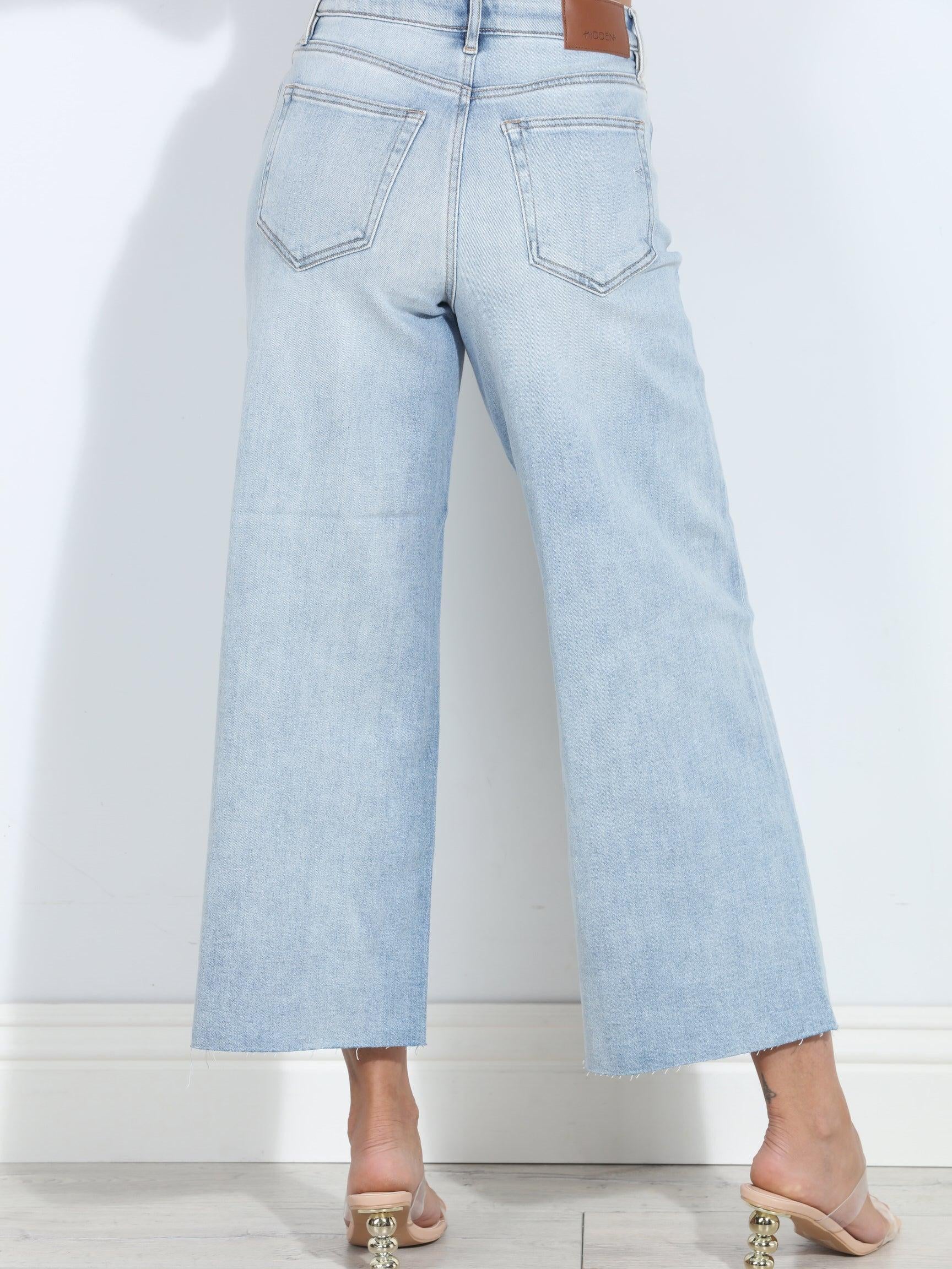 Hidden Jeans Nori High Rise Cropped Wide Leg- Light Wash