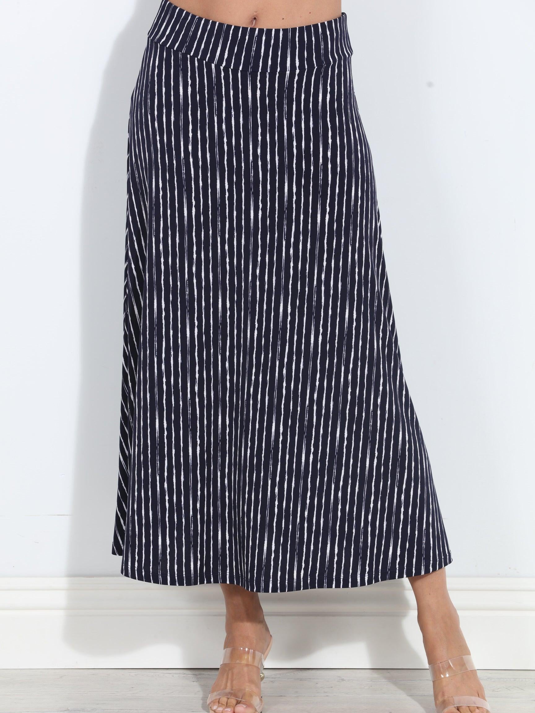 Cuba Striped Stretch Maxi Skirt