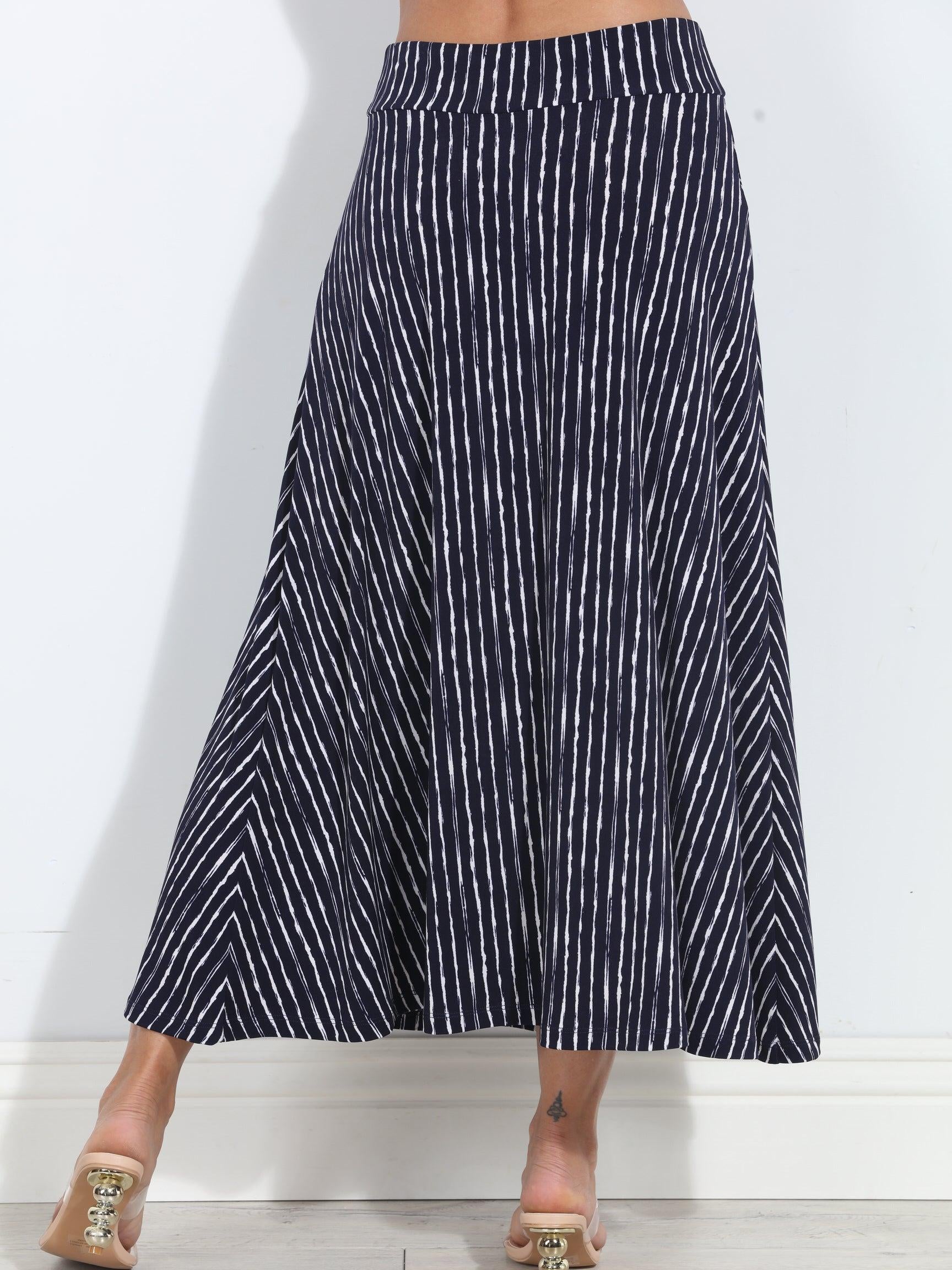 Cuba Striped Stretch Maxi Skirt
