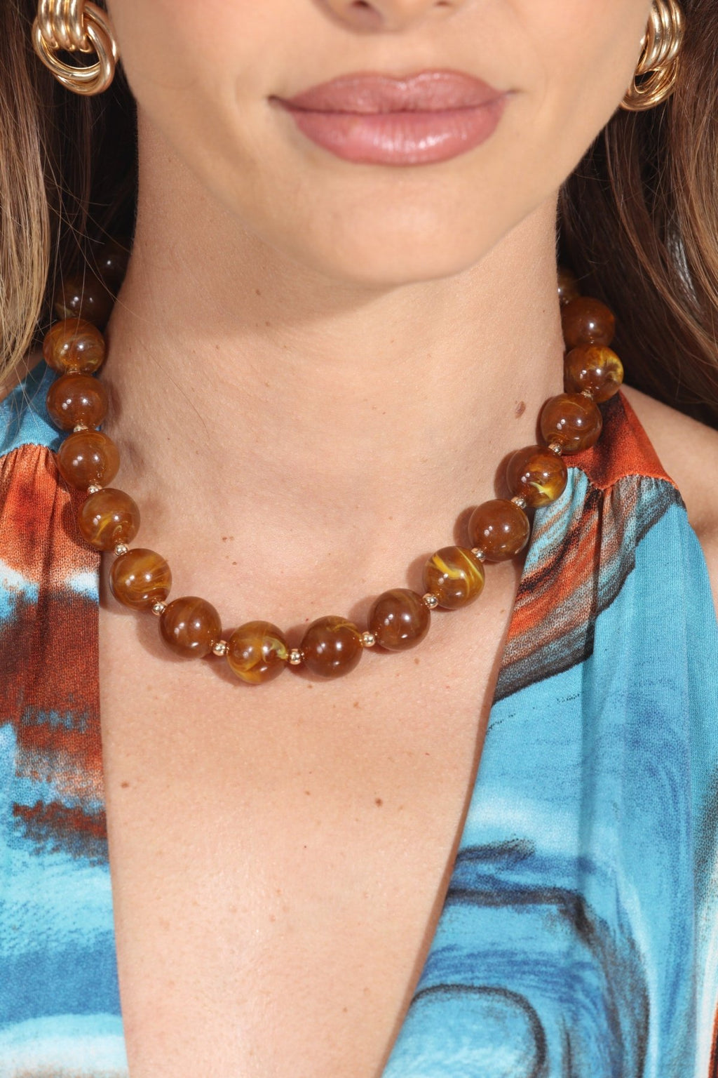 Quinn Caramel Beaded Choker