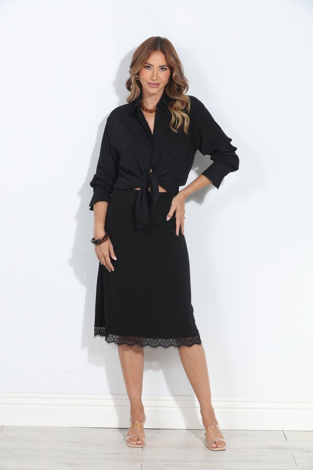 Black Stretch Slip Skirt