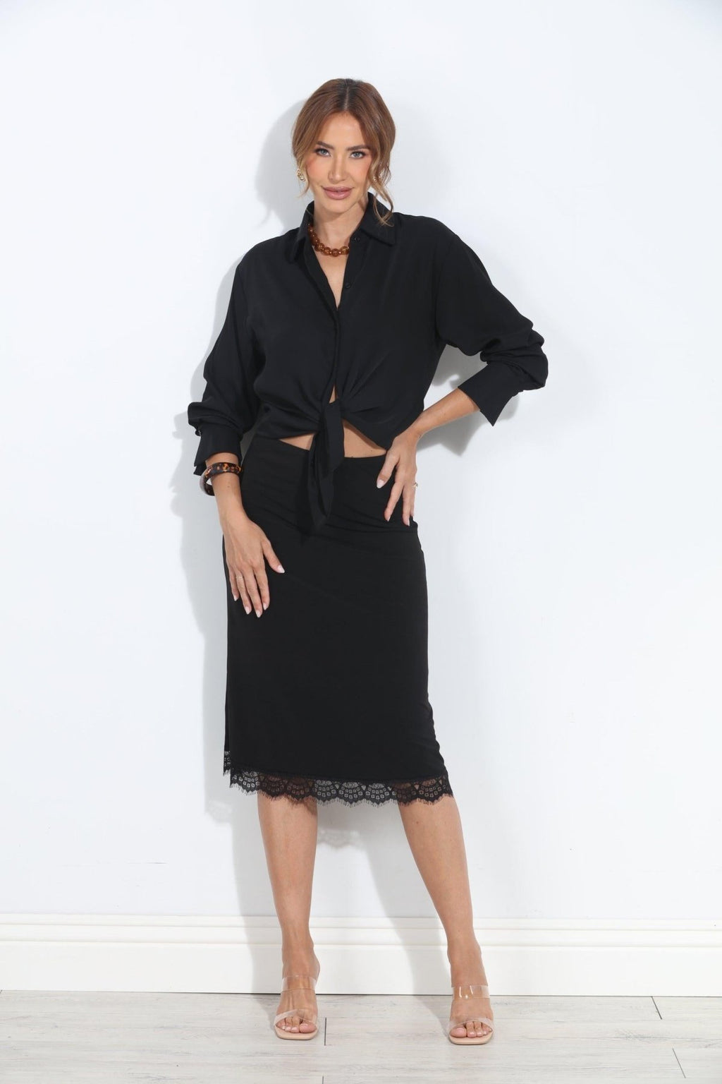 Black Stretch Slip Skirt