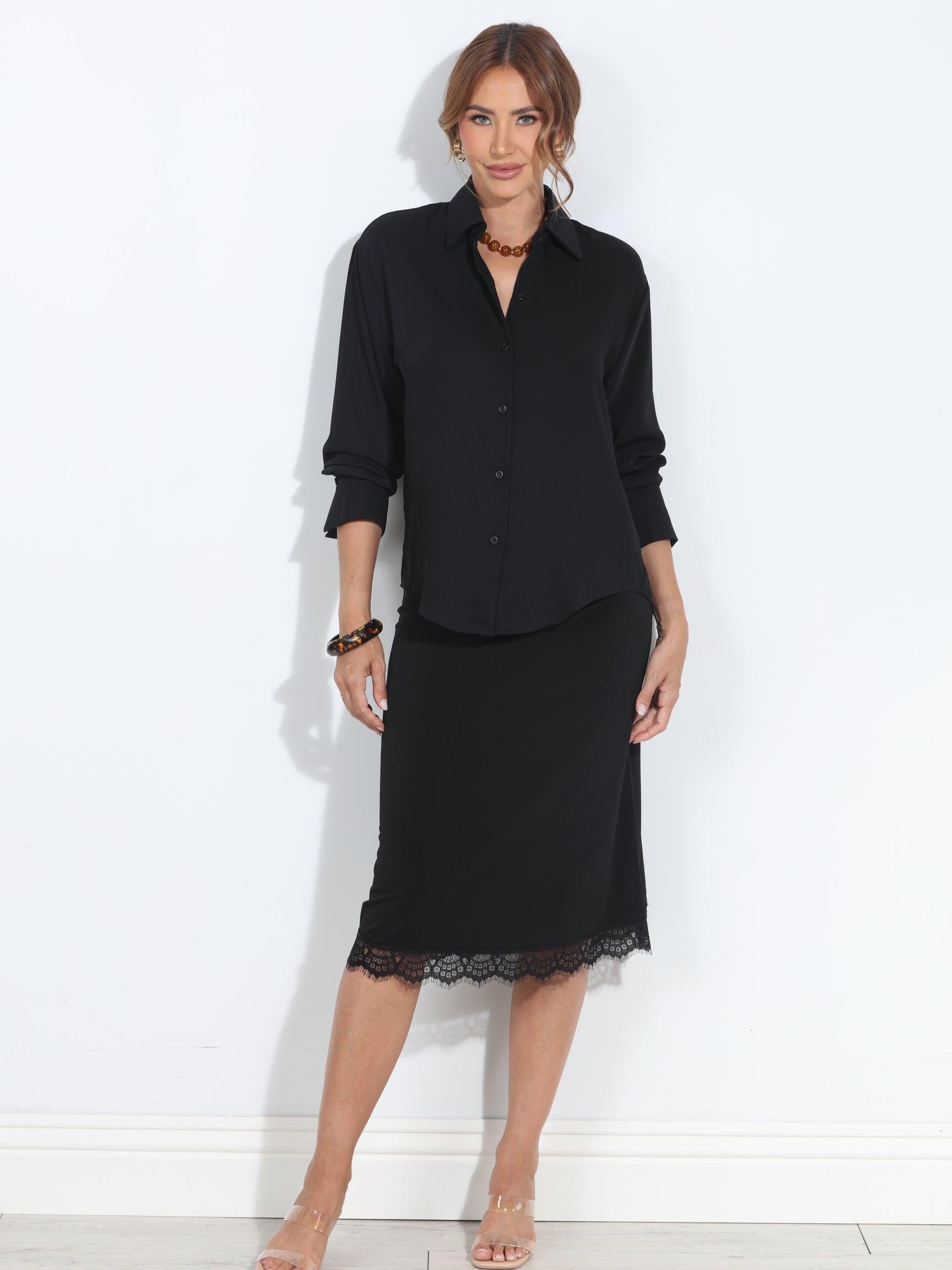 Black Stretch Slip Skirt