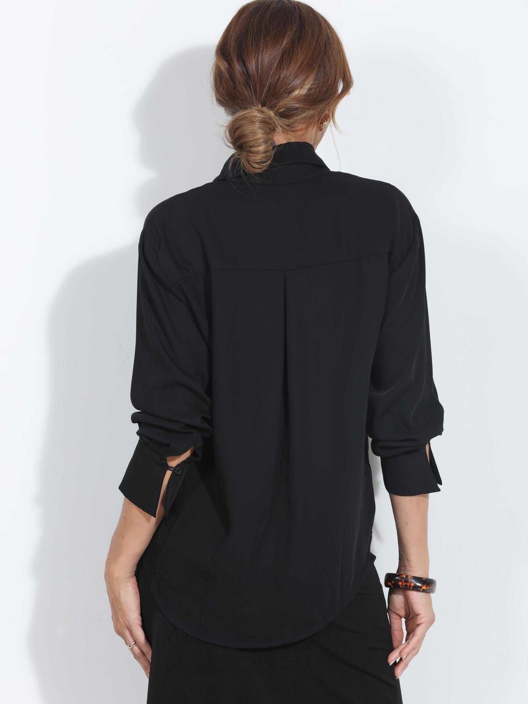 Black Politan Button Blouse-BEST SELLER