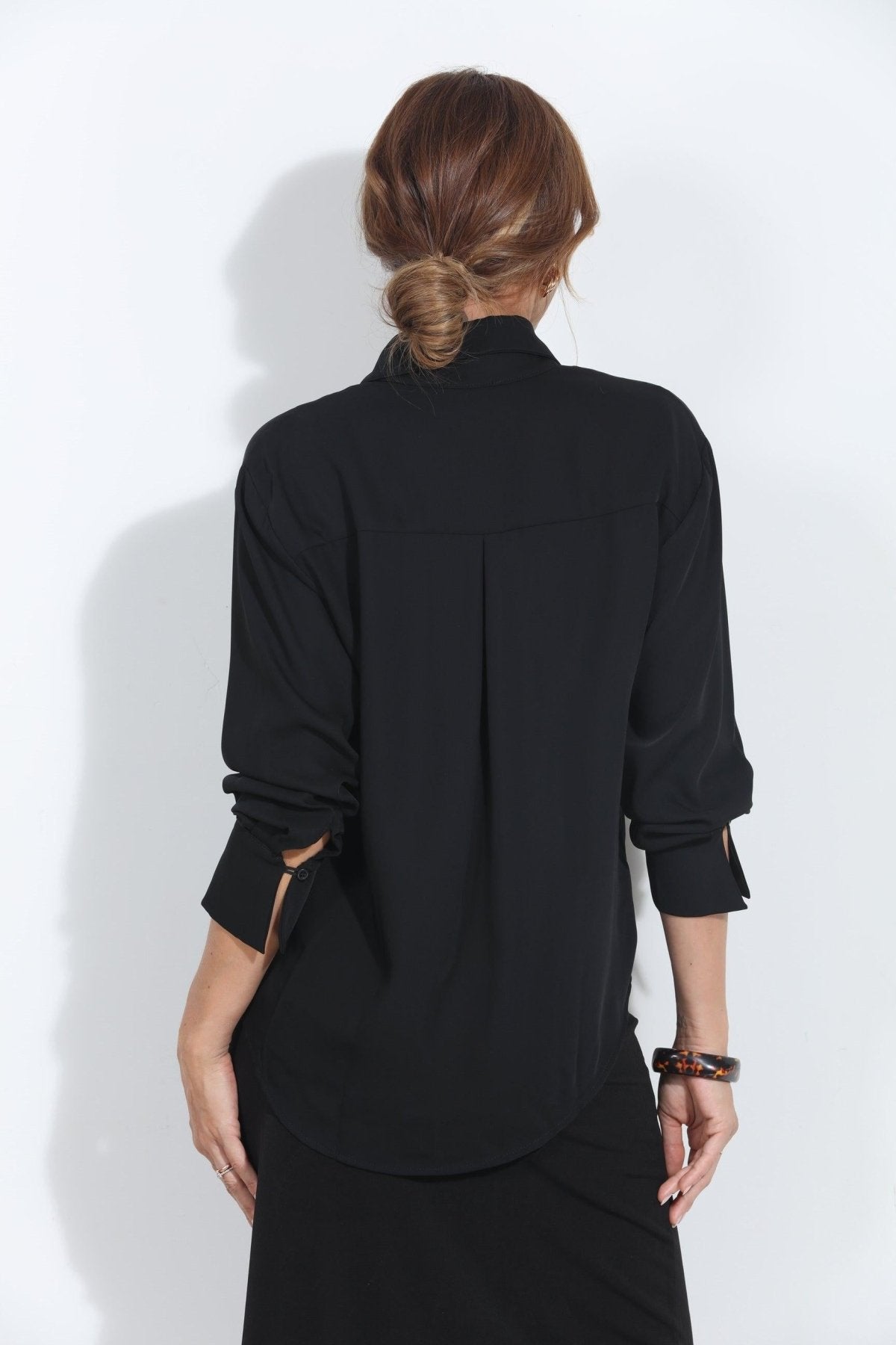 Black Politan Button Blouse-BEST SELLER