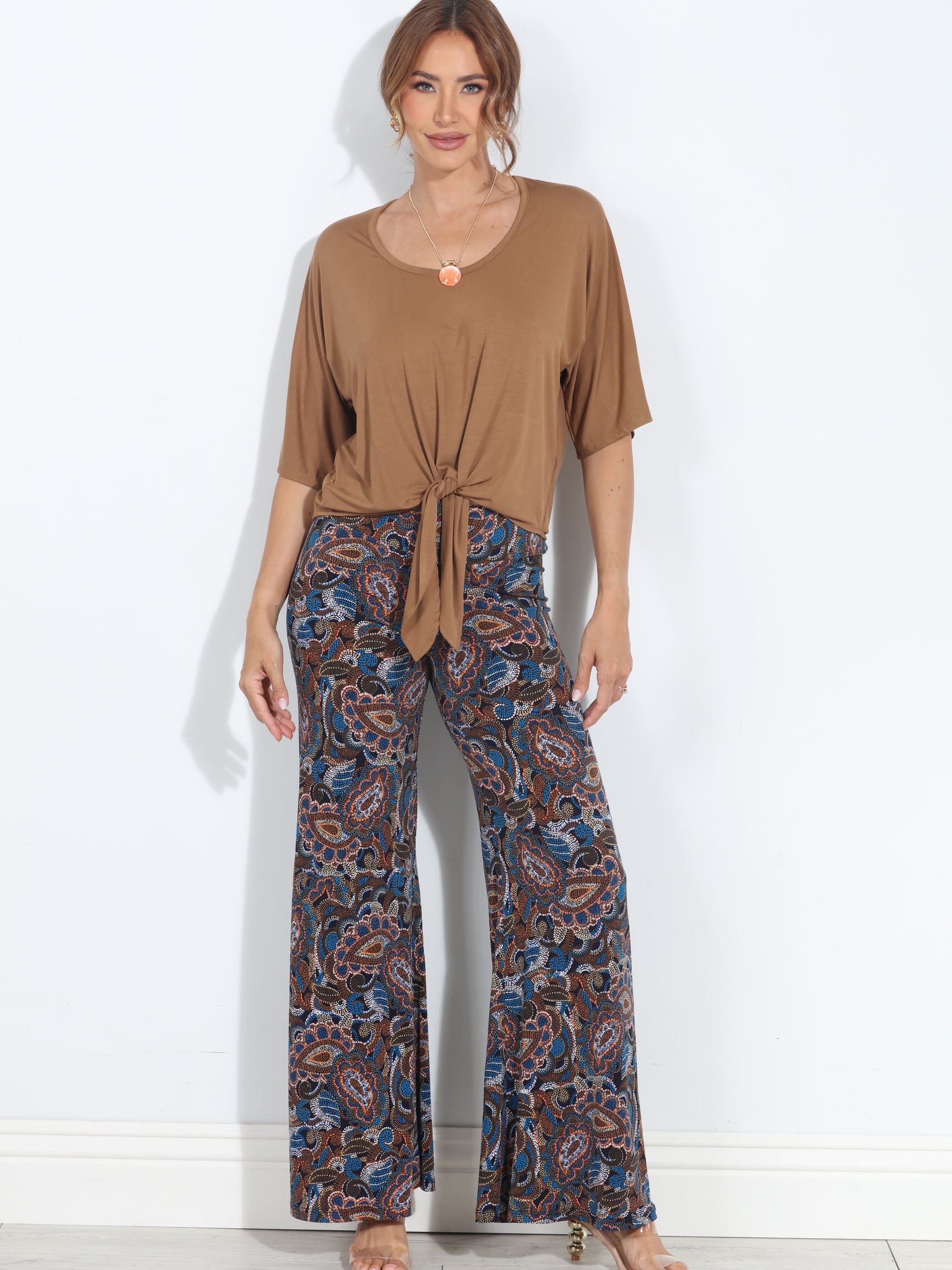 Camel Cupro Tie Tee-BEST SELLER