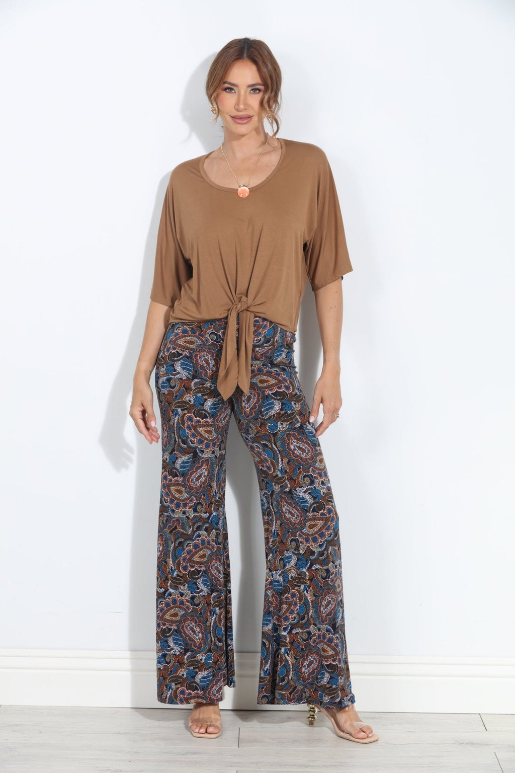 Camel Cupro Tie Tee-BEST SELLER