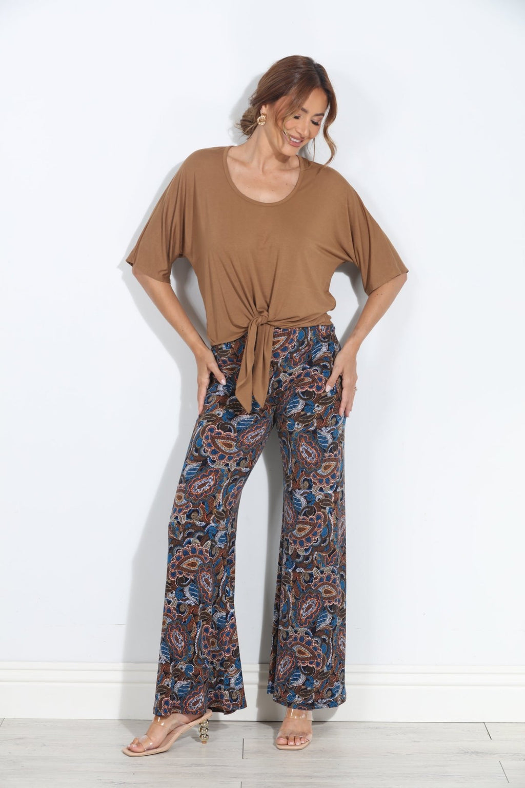 Camel Cupro Tie Tee-BEST SELLER