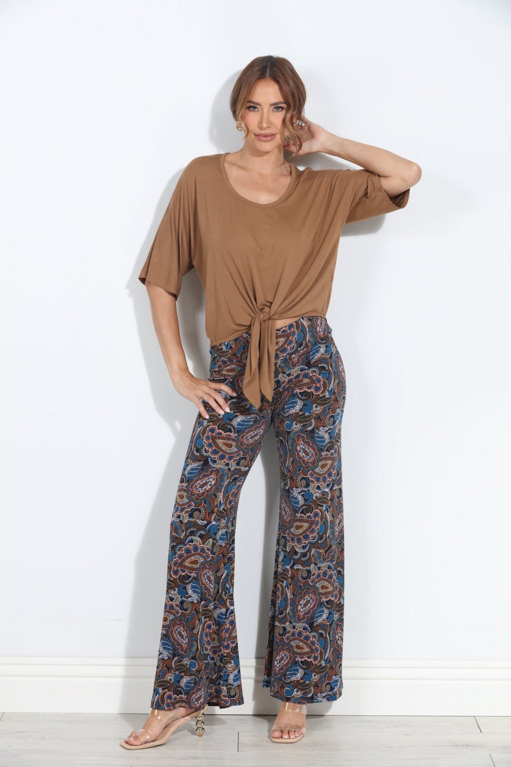 Camel Cupro Tie Tee-BEST SELLER