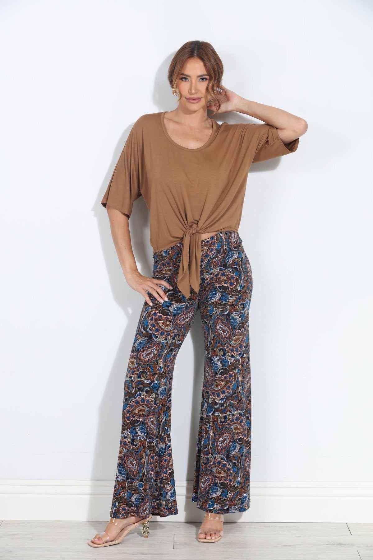 Camel Cupro Tie Tee-BEST SELLER