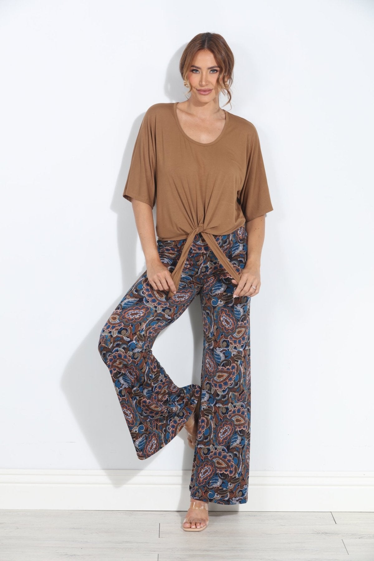 Camel Cupro Tie Tee-BEST SELLER