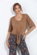 Camel Cupro Tie Tee-BEST SELLER