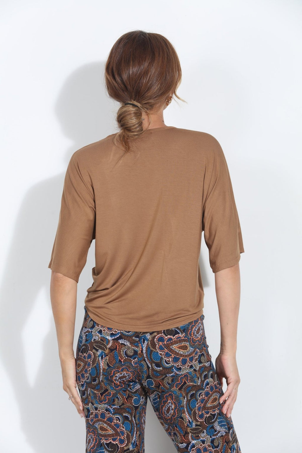 Camel Cupro Tie Tee-BEST SELLER