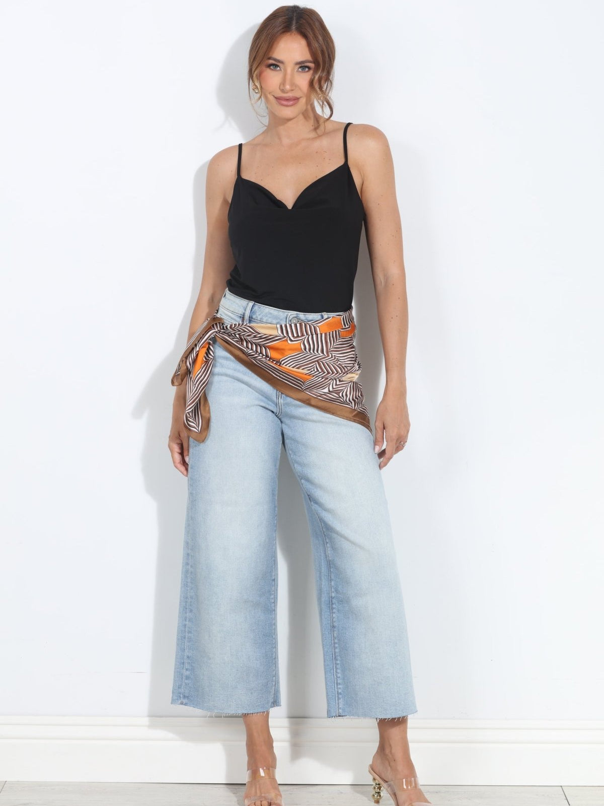 Black Stretch Draped Cami-BEST SELLER