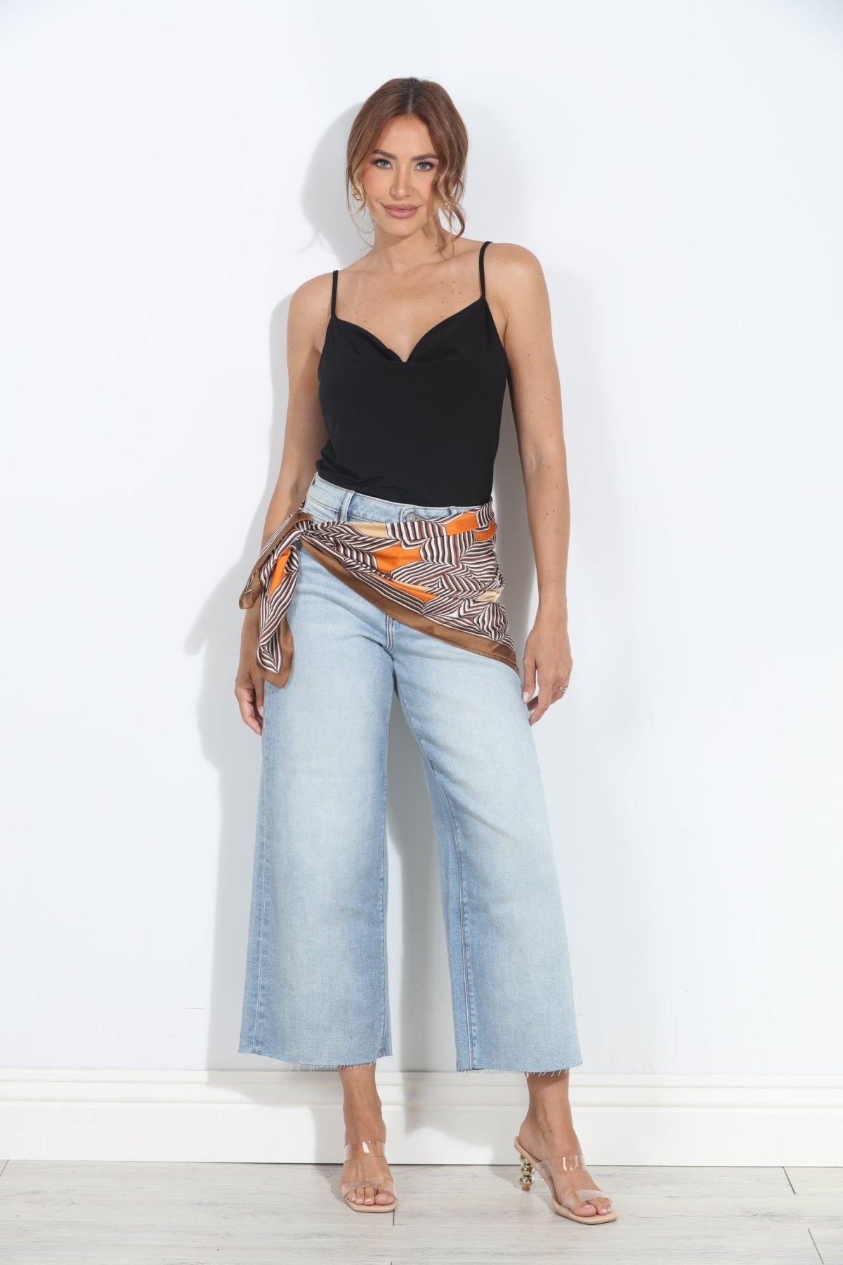 Black Stretch Draped Cami-BEST SELLER