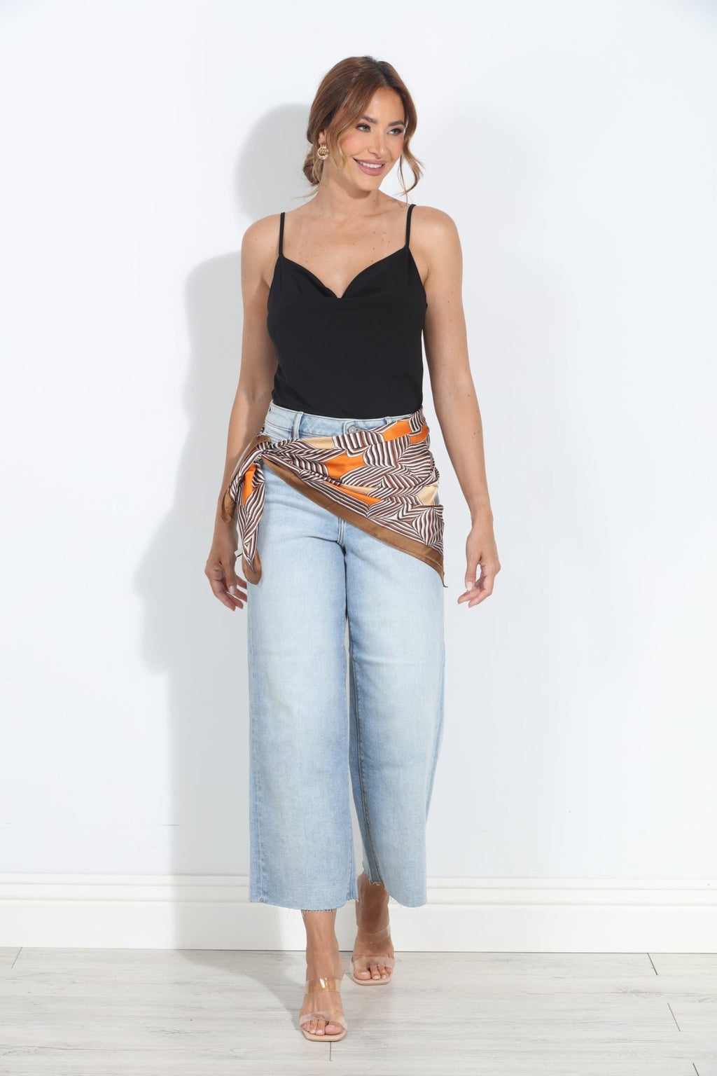 Black Stretch Draped Cami-BEST SELLER