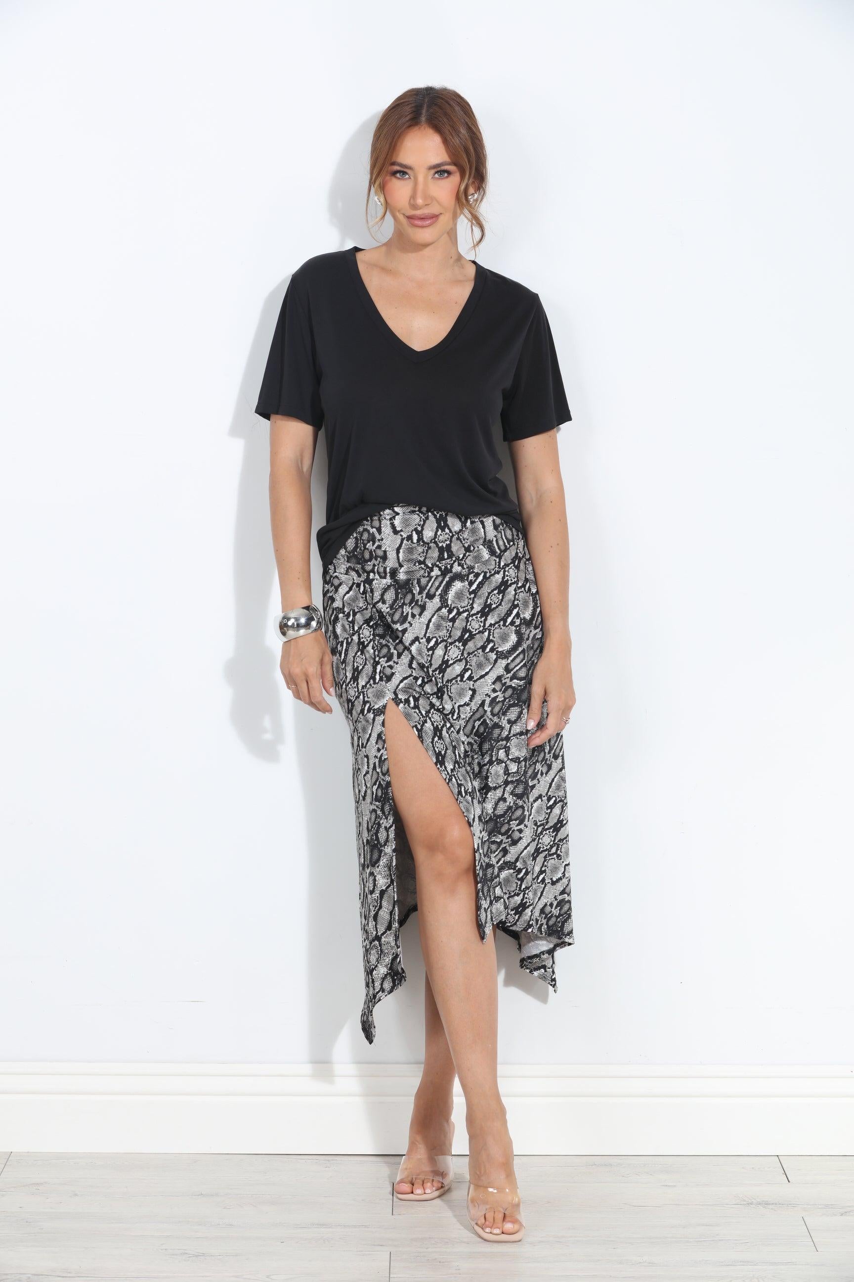 Elsa Stretch Slit Midi Skirt-BEST SELLER
