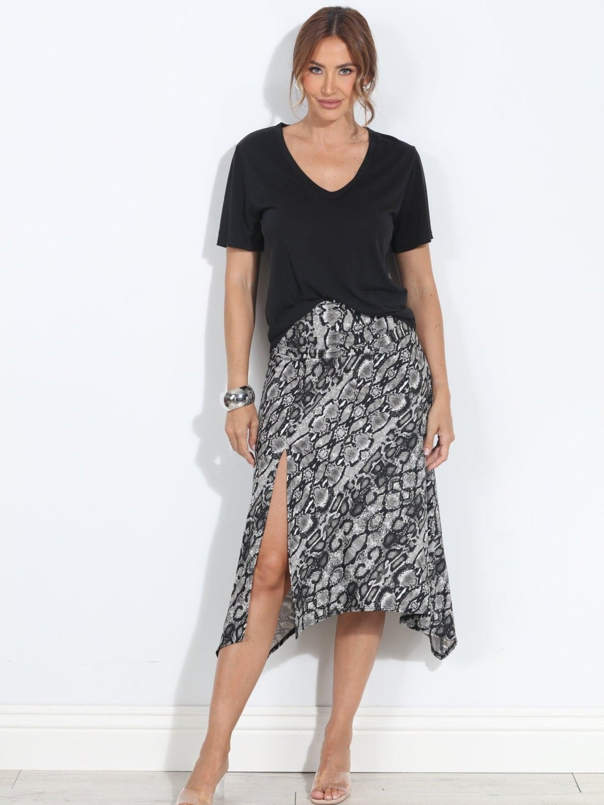 Elsa Stretch Slit Midi Skirt-BEST SELLER