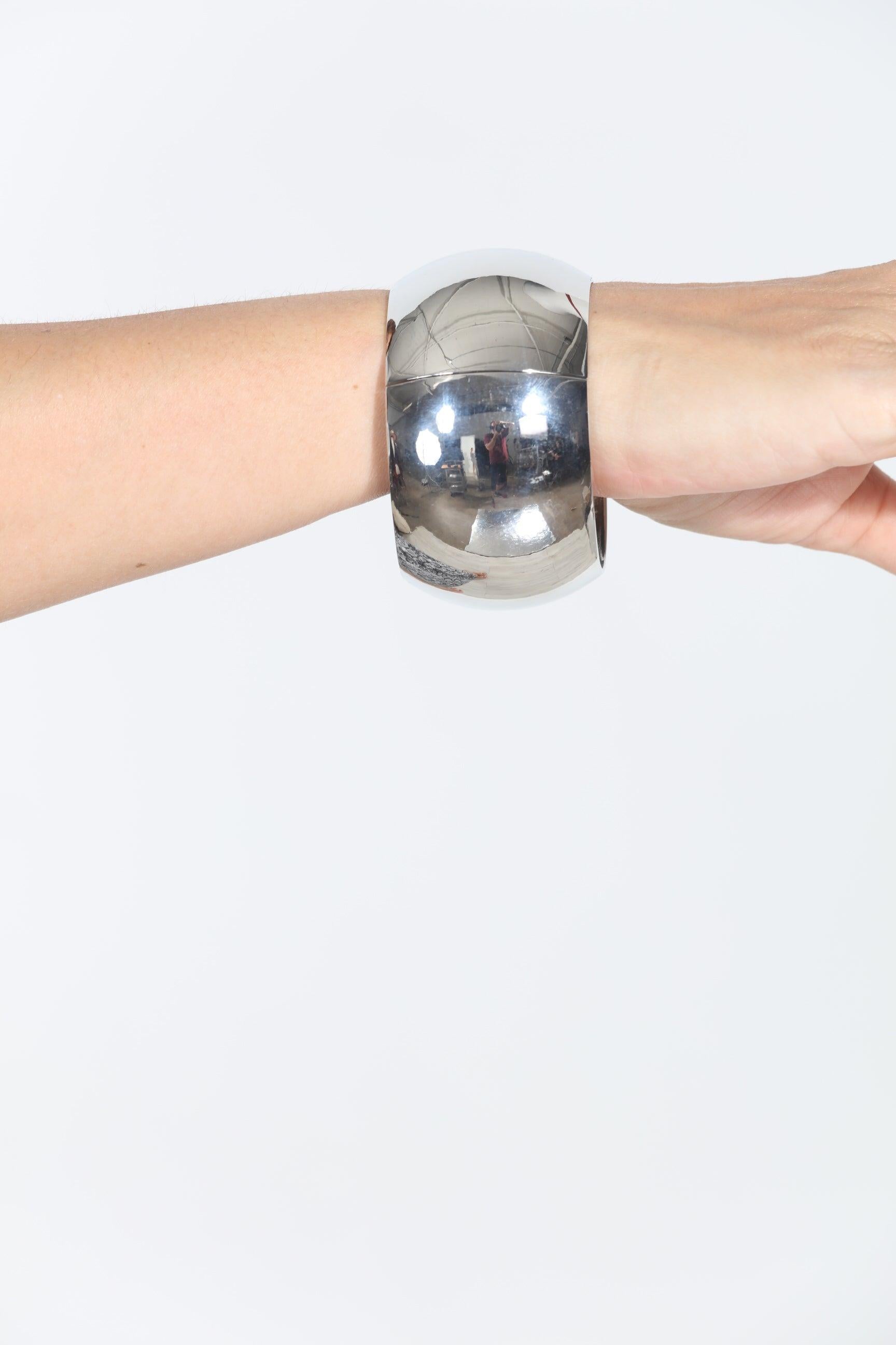 Silver Dome Bangle Bracelet