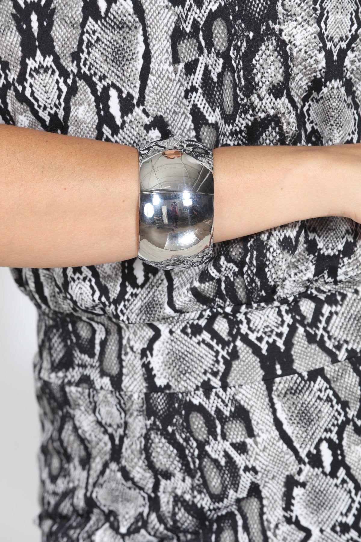 Silver Dome Bangle Bracelet