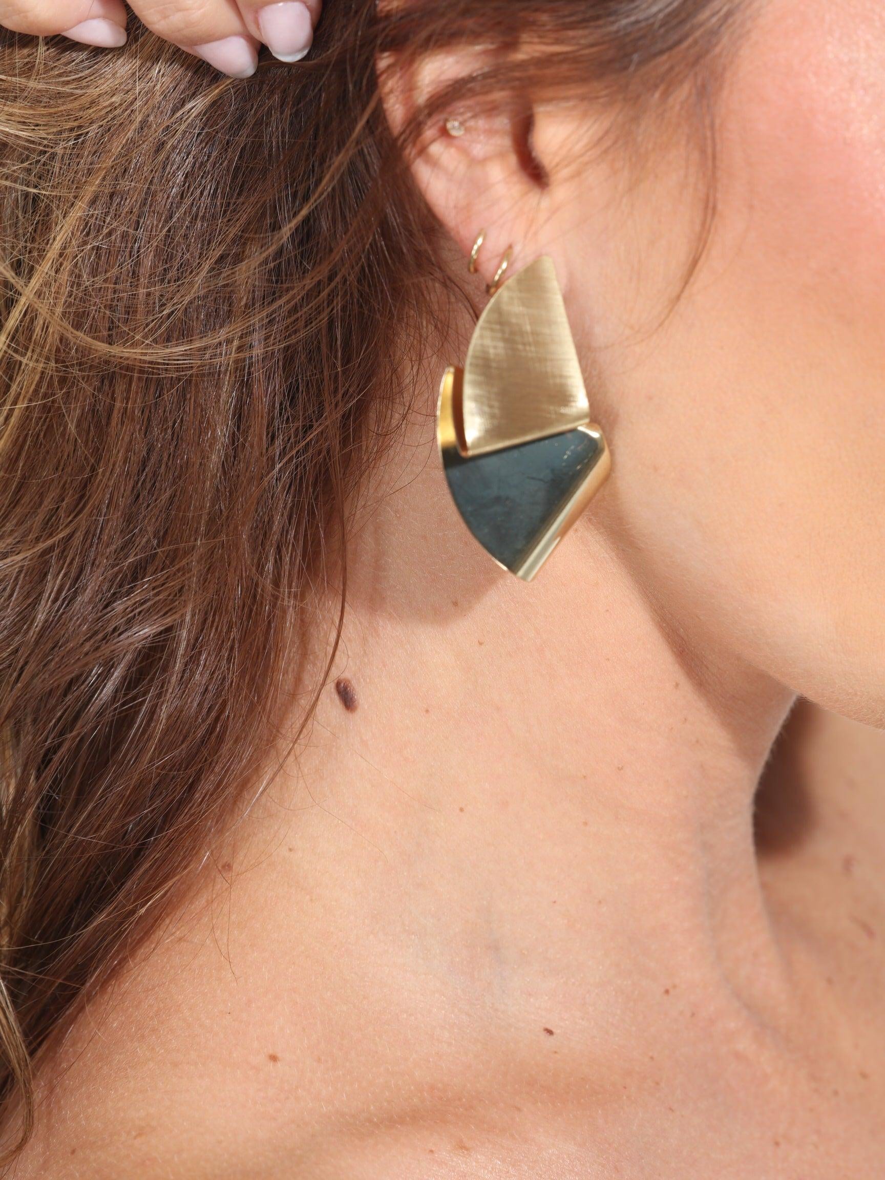 Gold Geometric Drop Earrings