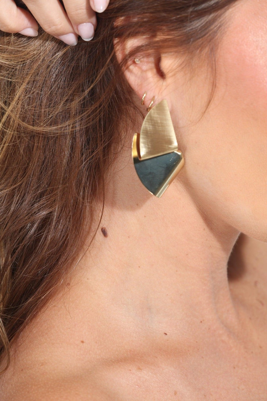 Gold Geometric Drop Earrings