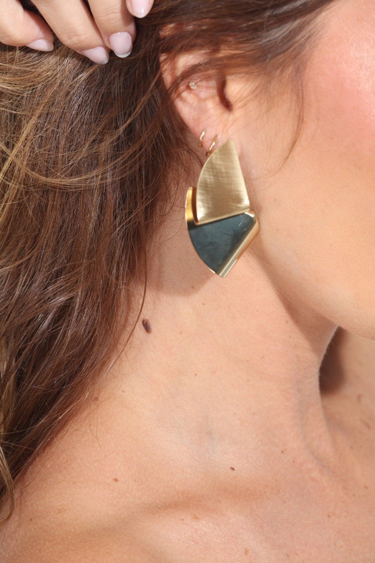 Gold Geometric Drop Earrings