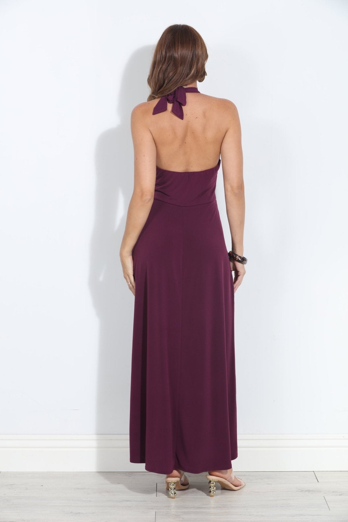 Eggplant Stretch Halter Maxi-BEST SELLER