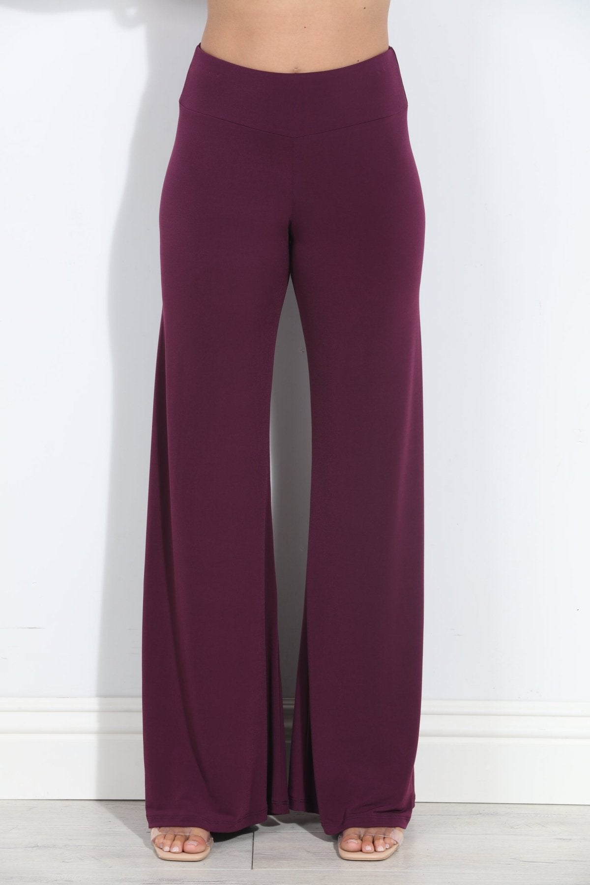 Eggplant Stretch Wide Leg Pants-BEST SELLER