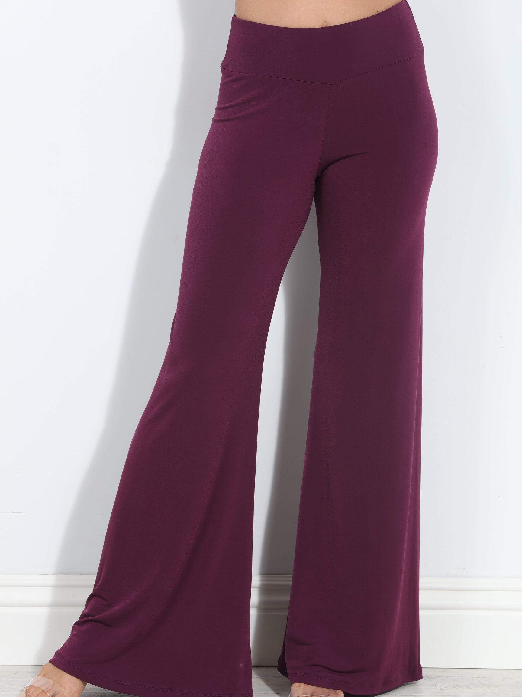 Eggplant Stretch Wide Leg Pants-BEST SELLER