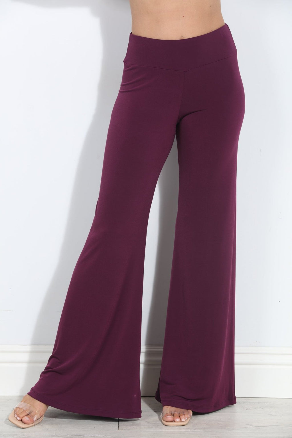 Eggplant Stretch Wide Leg Pants-BEST SELLER