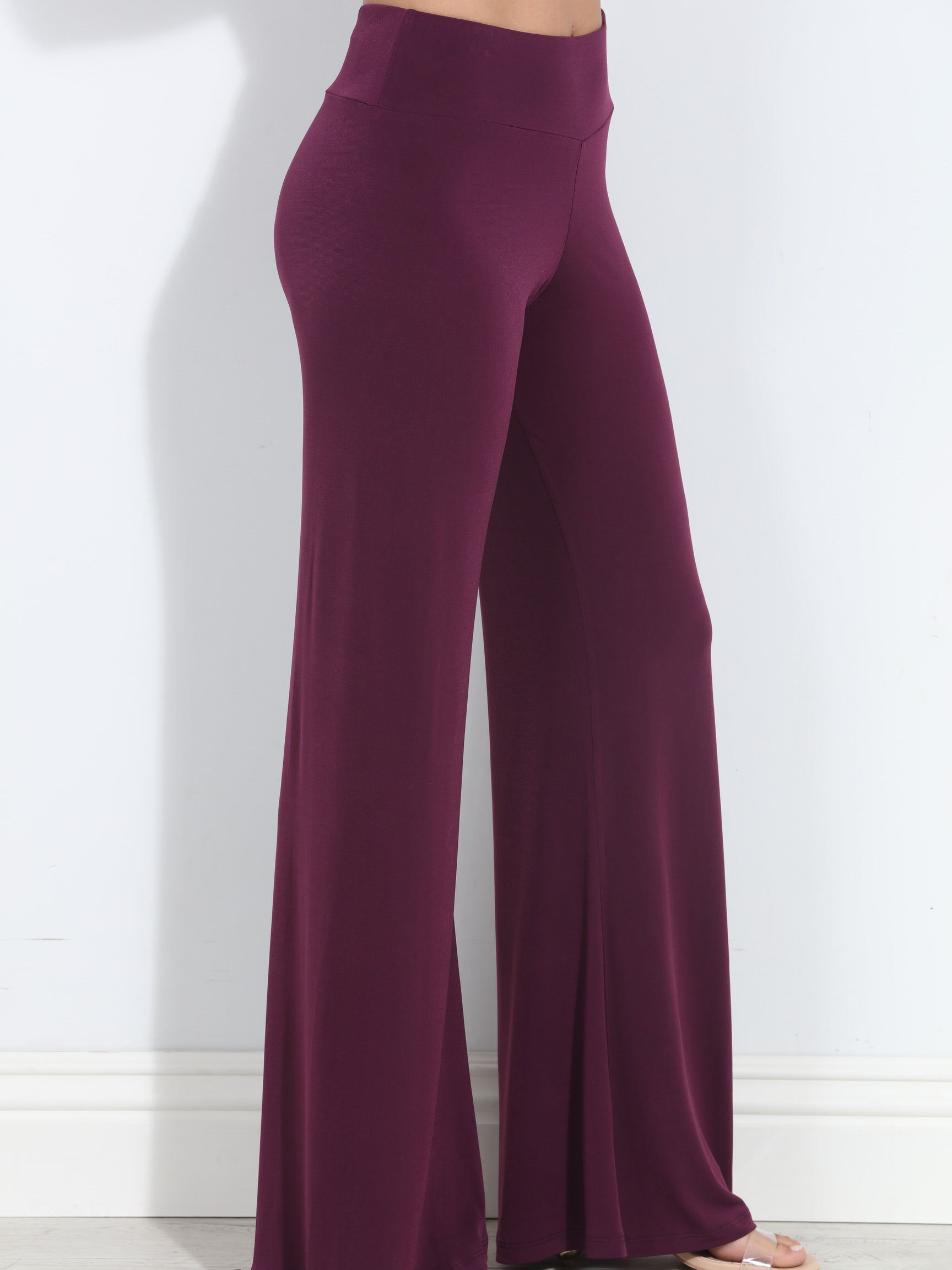Eggplant Stretch Wide Leg Pants-BEST SELLER