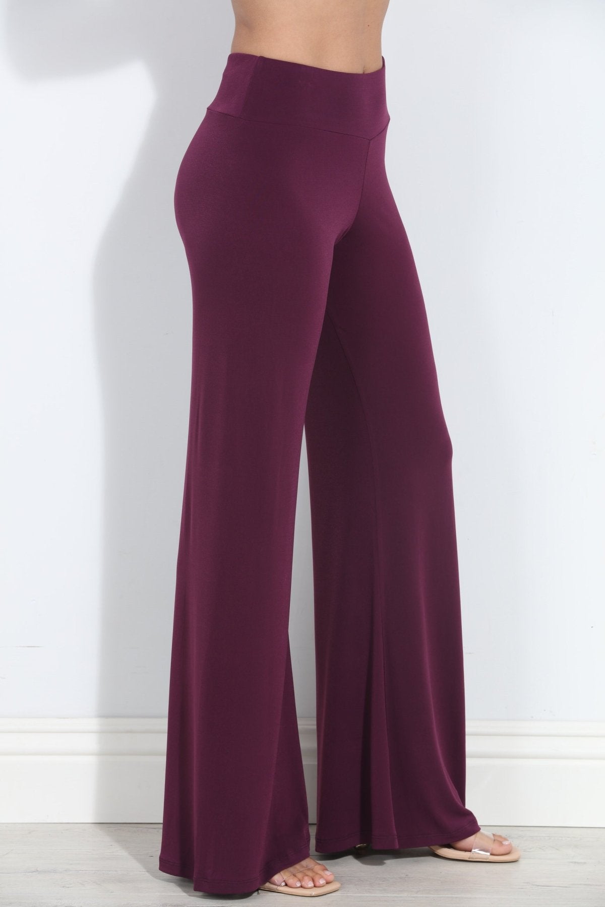 Eggplant Stretch Wide Leg Pants-BEST SELLER