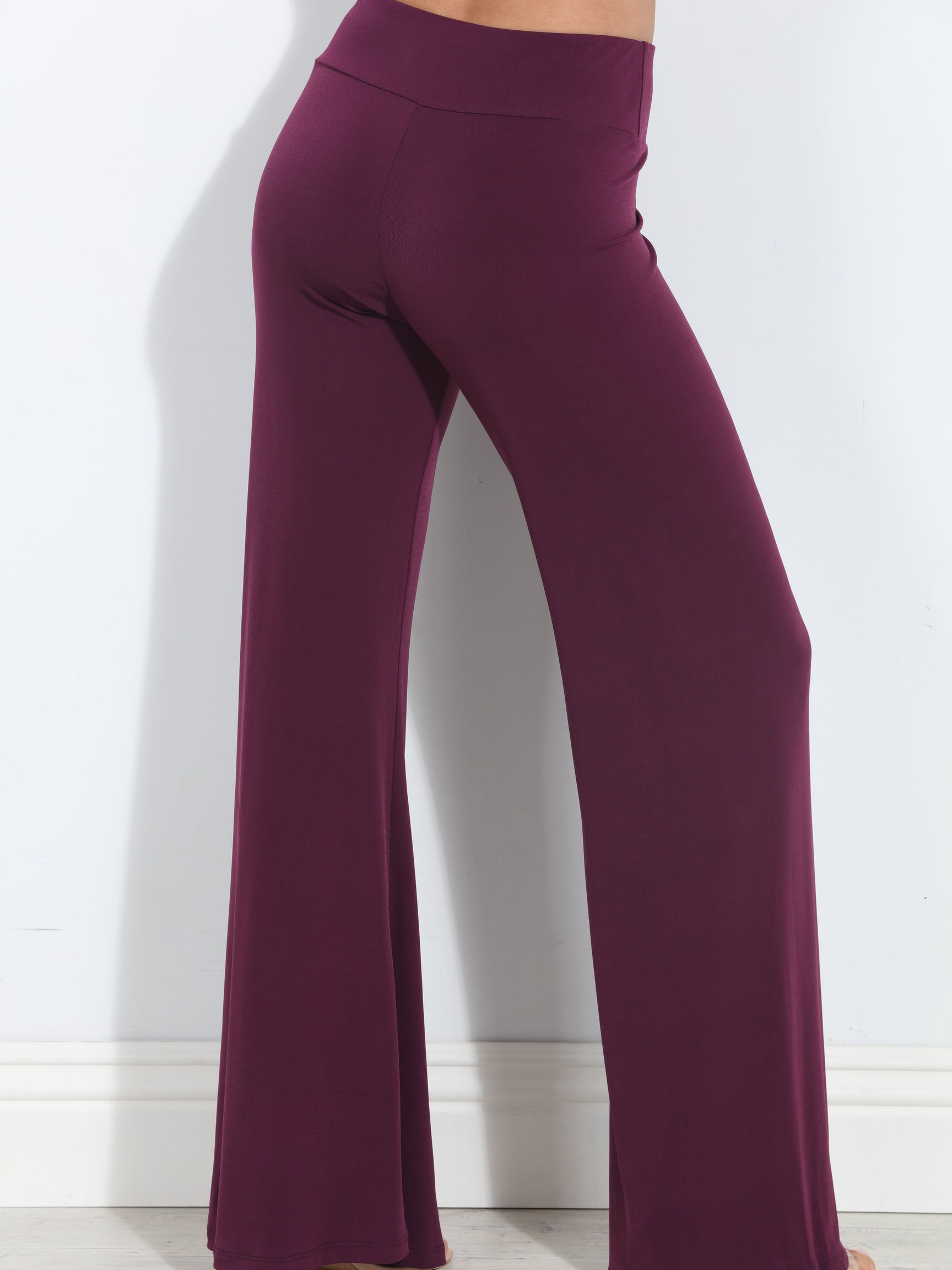 Eggplant Stretch Wide Leg Pants-BEST SELLER