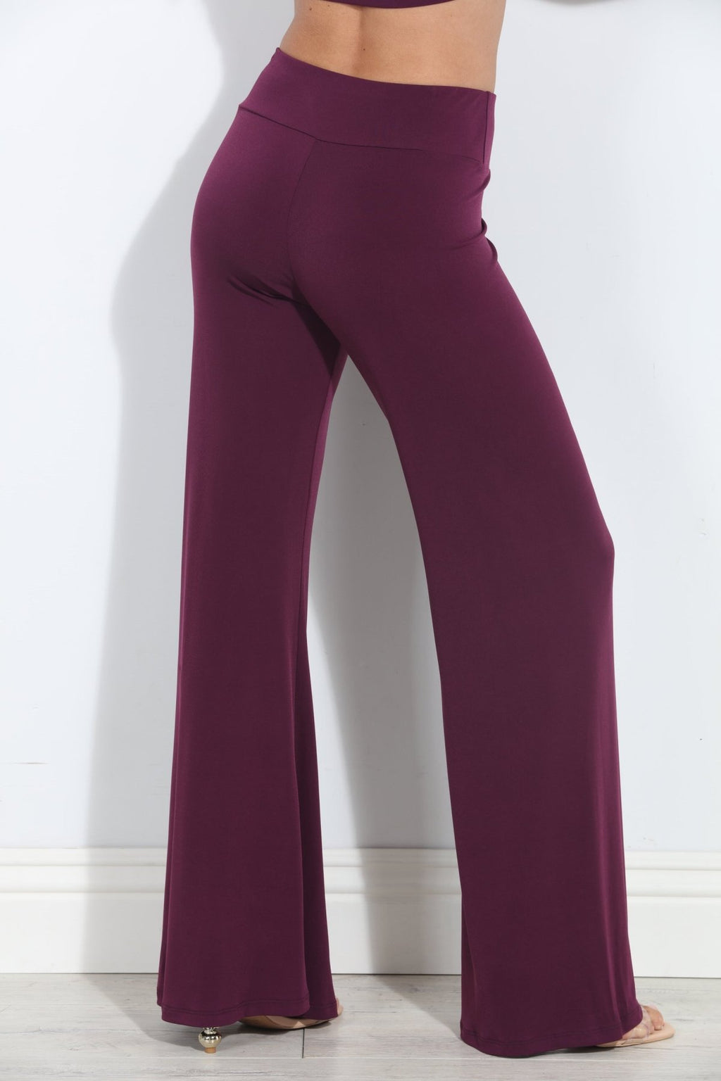 Eggplant Stretch Wide Leg Pants-BEST SELLER