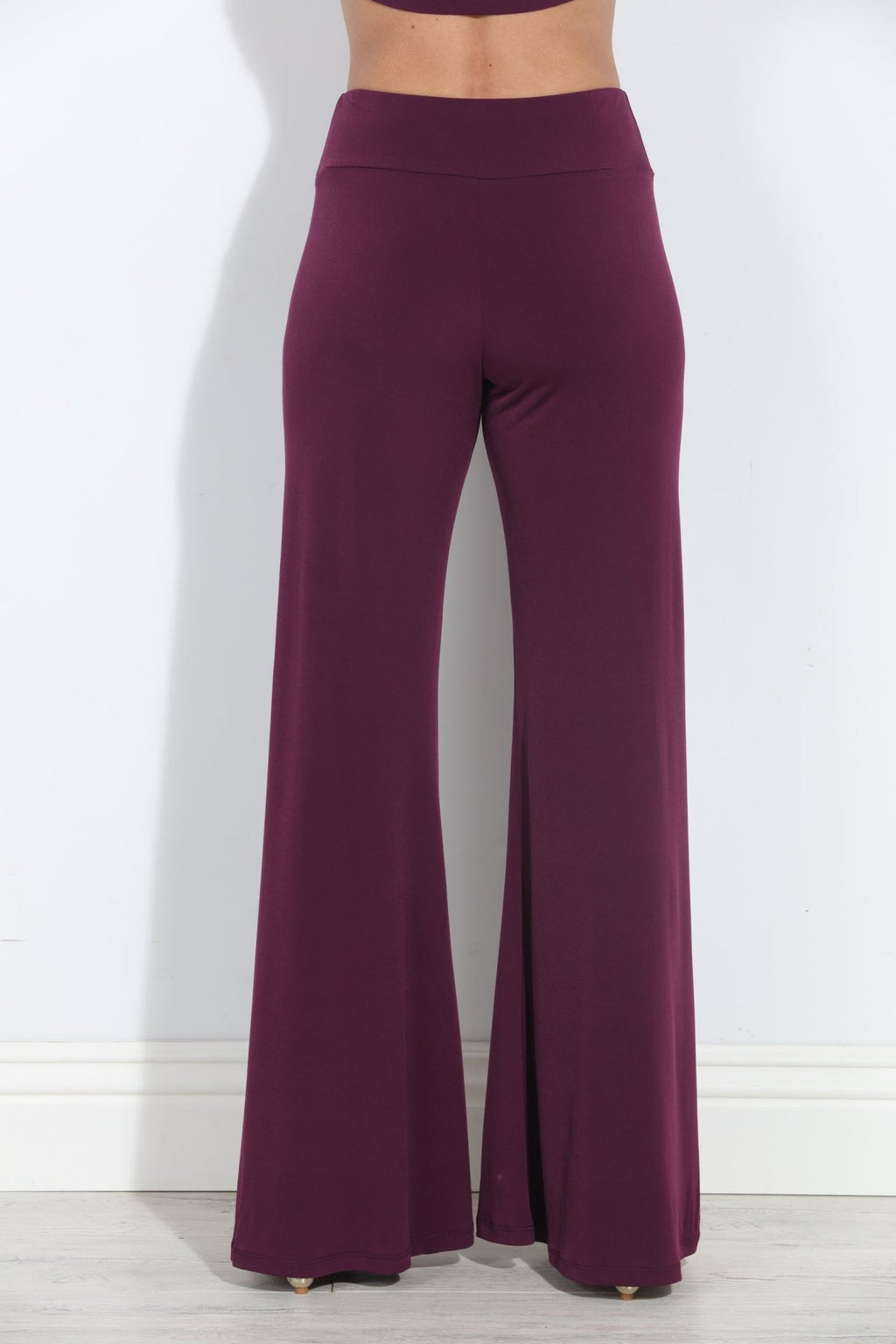 Eggplant Stretch Wide Leg Pants-BEST SELLER