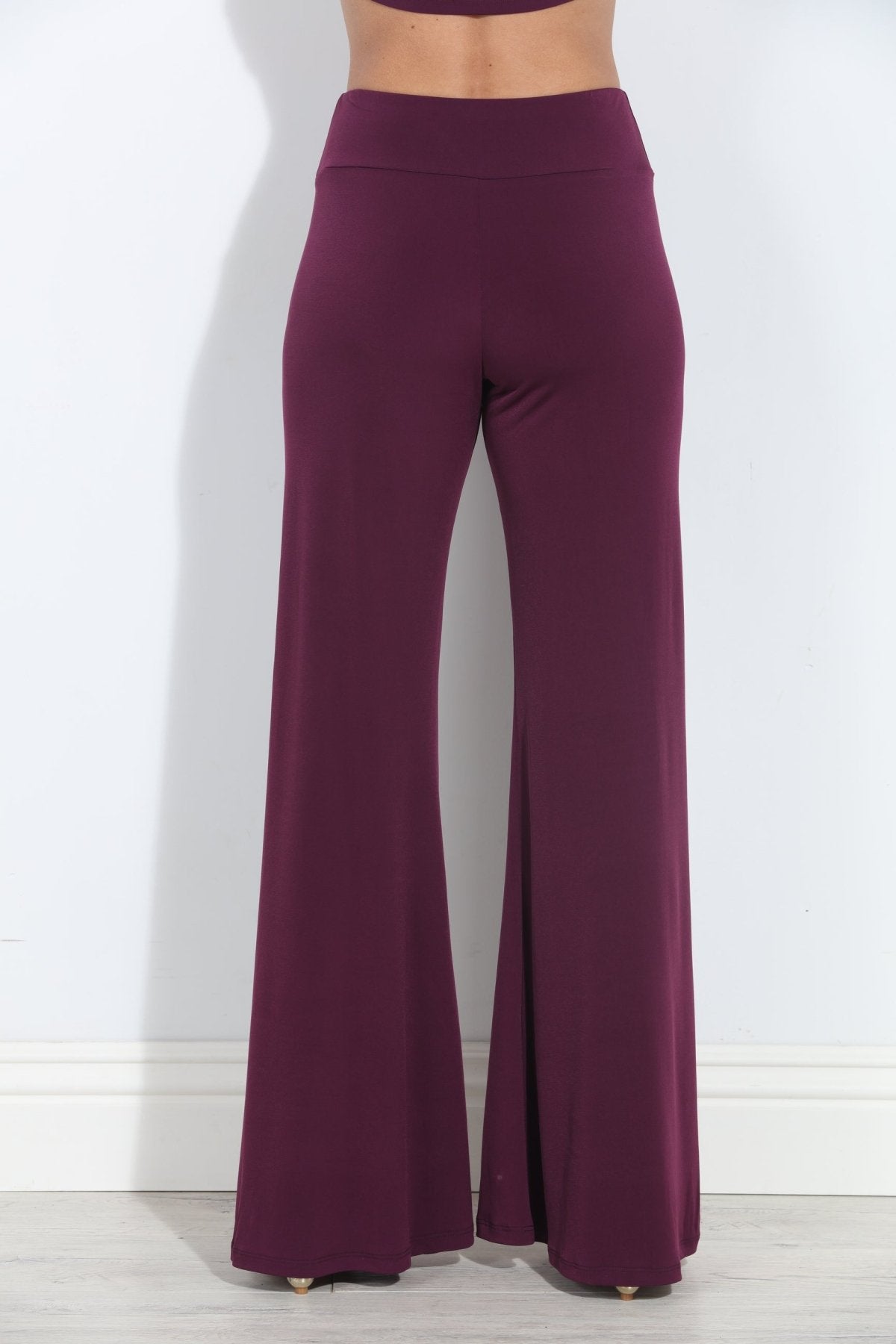 Eggplant Stretch Wide Leg Pants-BEST SELLER