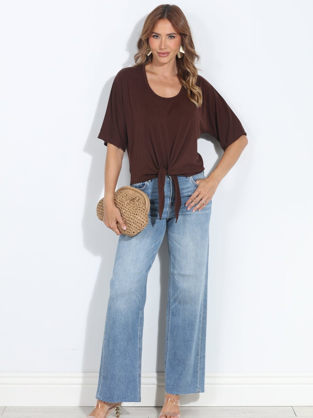 Cocoa Cupro Tie Tee-BEST SELLER
