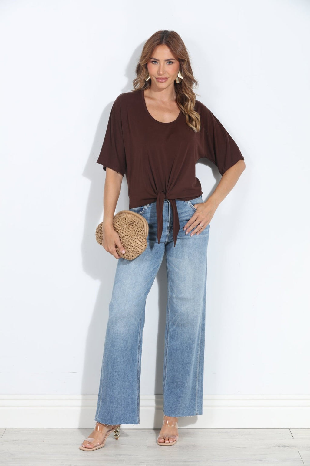 Cocoa Cupro Tie Tee-BEST SELLER