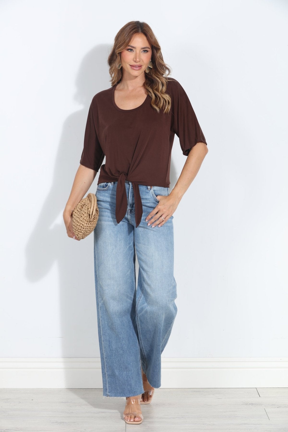 Cocoa Cupro Tie Tee-BEST SELLER