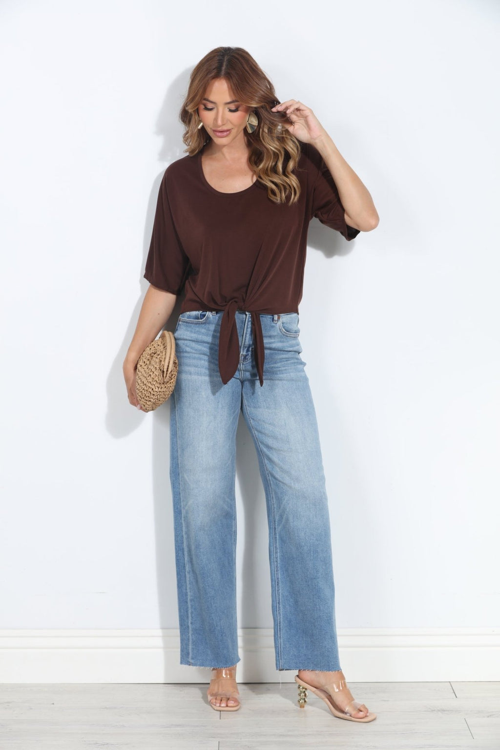 Cocoa Cupro Tie Tee-BEST SELLER