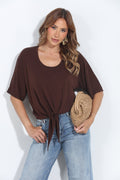 Cocoa Cupro Tie Tee-BEST SELLER