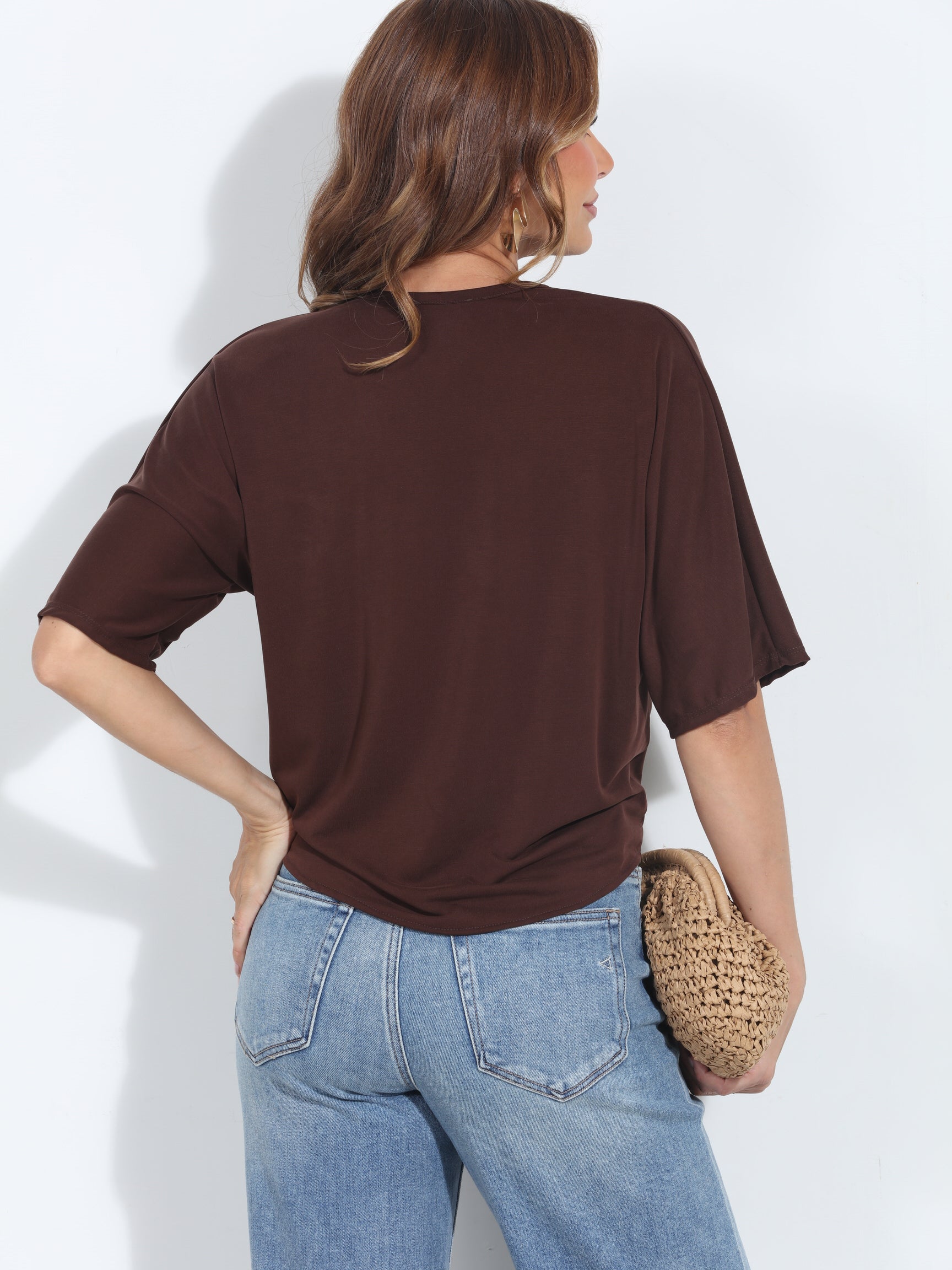 Cocoa Cupro Tie Tee-BEST SELLER