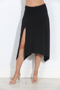 Black Stretch Slit Midi Skirt-BEST SELLER